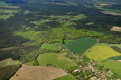 Blick von Süden auf Groß Radisch und das Naturschutzgebiet Hohe Dubrau (Foto: M. Höhne, Archiv Naturschutz LfULG)