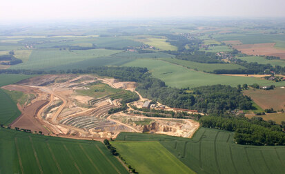 Steinbruch bei Ostrau, Luftbild (Foto: F. Klenke, Archiv Naturschutz LfULG)