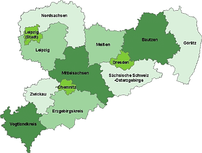 Karte mit allen Landkreisen Sachsens